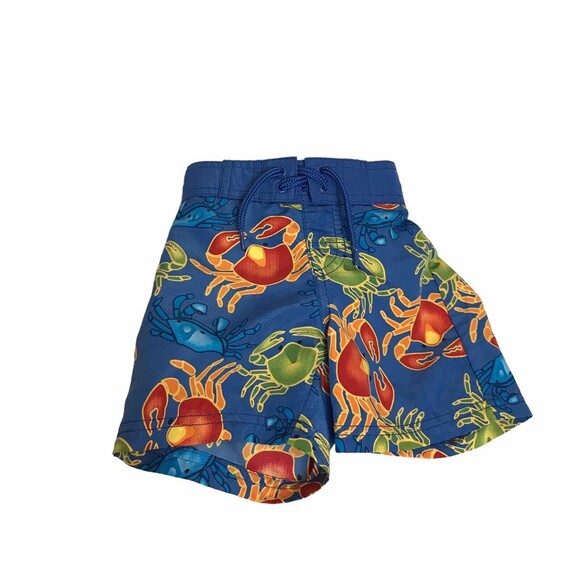 Boys GYMBOREE Green Blue Multicolor Crab Swim Shorts‎ Trunks Size 3-6 Month - Picture 2 of 4